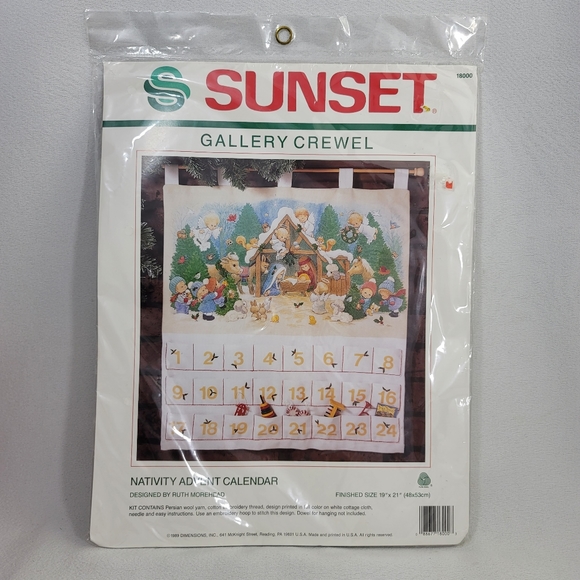Vtg Sunset Gallery Crewel Nativity Advent Calender Kit - 18000 - Picture 9 of 9